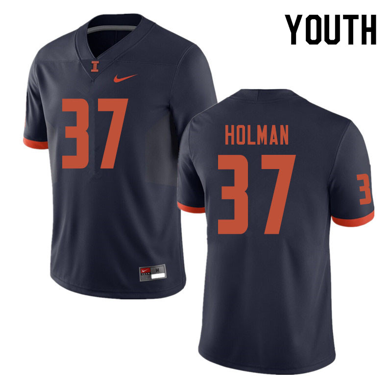 Youth #37 Zac Holman Illinois Fighting Illini College Football Jerseys Sale-Navy